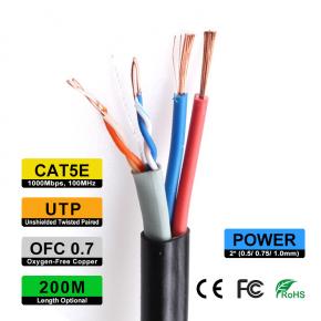 2 in 1 Outdoor 4-core 0.7mm network cable + RVV power cable CRT5e-0.7OC-200 