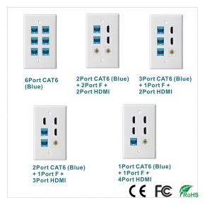 CNF-USA-6C  CNF-USA-2C2F2H CNF-USA-3C1F2H CNF-USA-2C1F3H  CNF-USA-1C1F4H US Type  network faceplate